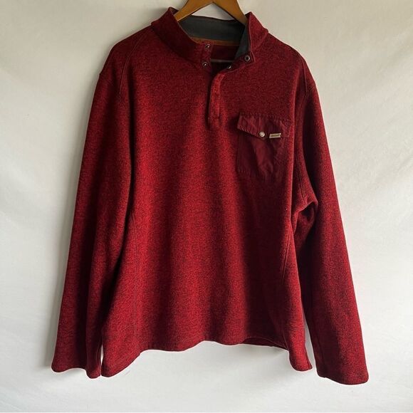 Woolrich Men's Red 1/4 Popover Pullover Fleece Jacket - Picture 2 of 8